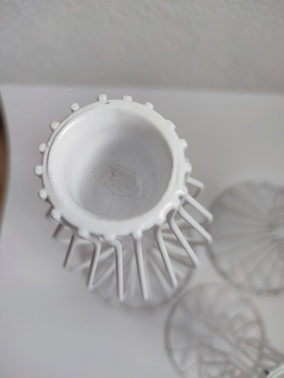 Image 1 of Set of three candlesticks candle holder white wire