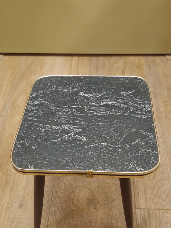 Image 1 of Vintage Plantentafeltje Tafeltje Bijzettafeltje Marmer-look 