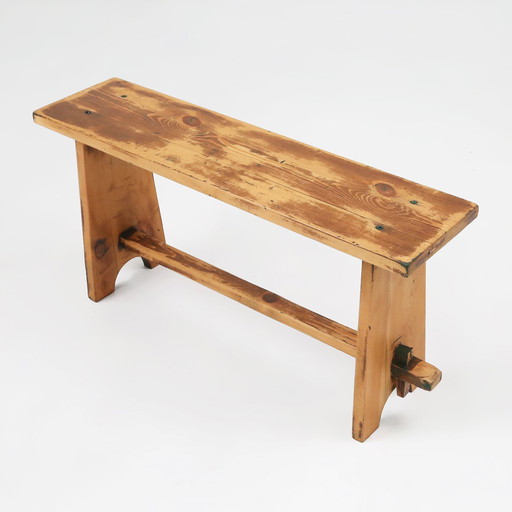 Mid-Century Rustic Wooden Bench, France, 1900s