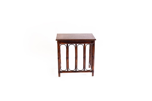 Table en bambou vintage en brun foncé noble