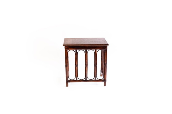 Image 1 of Vintage bamboo table in elegant dark brown
