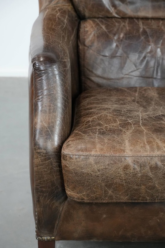 Image 1 of Vintage rundleren fauteuil met prachtige en sprekende kleuren