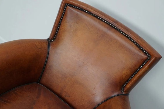 Image 1 of Vintage Nederlandse leren clubfauteuil in cognackleur
