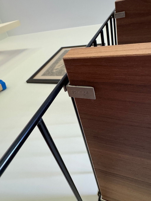 String Wandkast Zwart-Walnoot