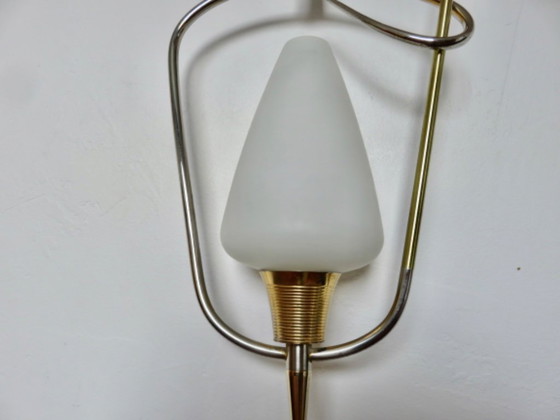 Image 1 of Lustre "ARLUS" France, années 50 60, opaline et laiton