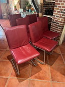 6 chaises de salle à manger design – cuir et acier inoxydable – style Label Vandenberg