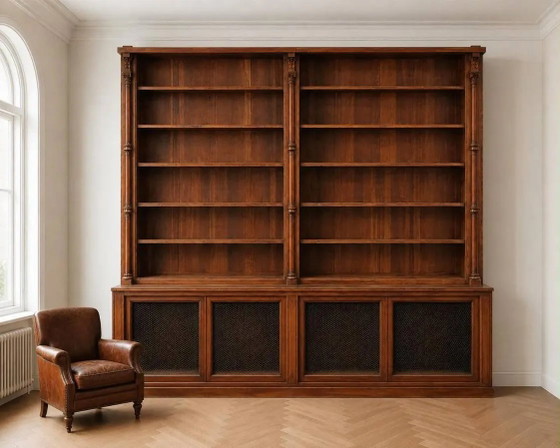 Imponente credenza/libreria a due corpi in rovere massiccio e noce del periodo Napoleone III. (photo 2 of 6)