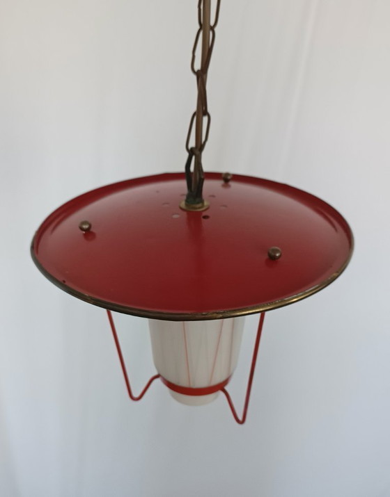 Pendelleuchte aus den 1950er Jahren – Pendelleuchten, Glass, Metal, Vintage (photo 4 of 8)