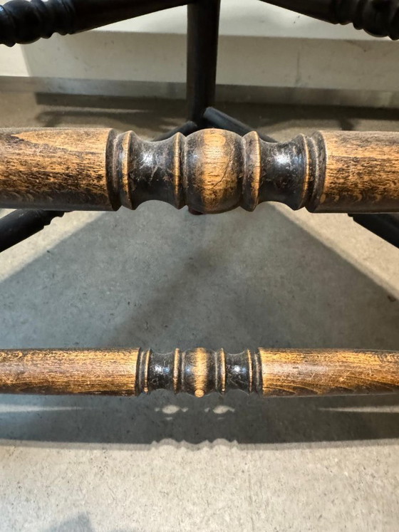 Image 1 of Poltrona in legno in stile edoardiano con seduta in vimini