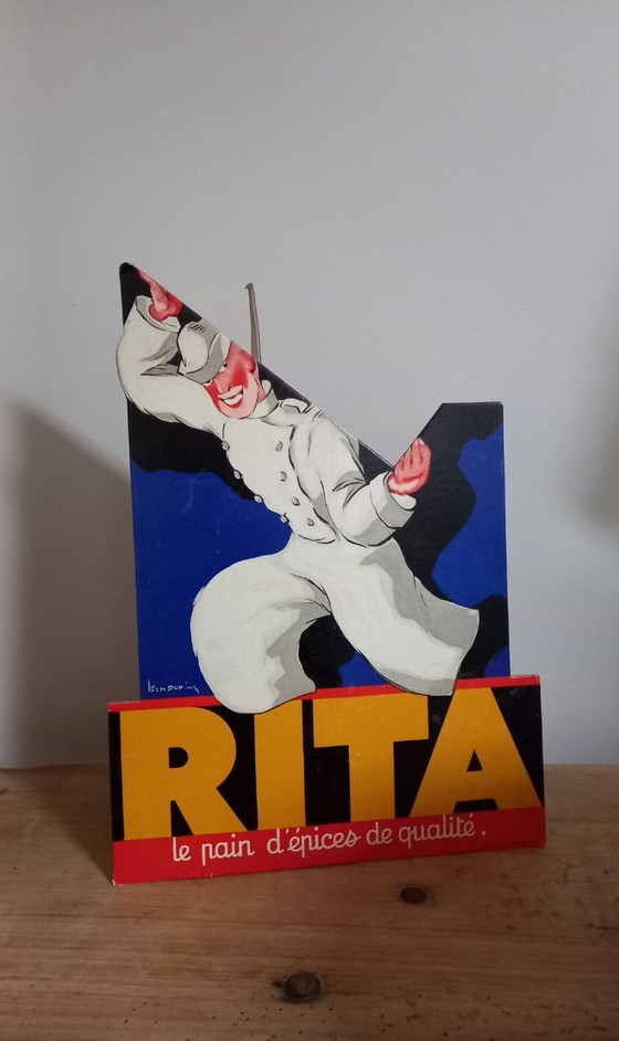 Image 1 of Vintage French cardboard advertising display stand - Rita Cakes from Roubaix