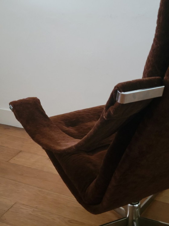 Poltrona girevole Geoffrey Harcourt con pouf per Artifort, Poltrone, Cromo, Argentato, Vintage (foto 8 di 10)