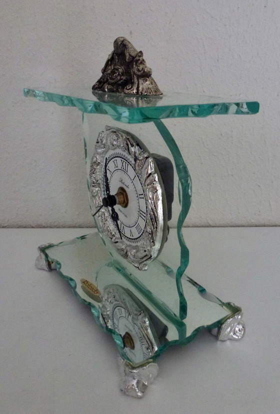 Image 1 of Reloj de mesa de cristal italiano antiguo, marca Rotondo.