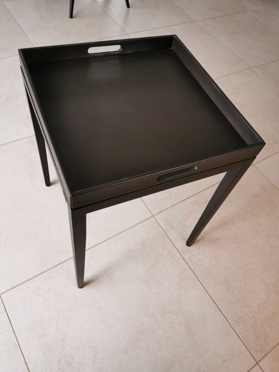 Image 1 of Bonacina Astoria salontafel, bijzettafel, hout en bruin leer