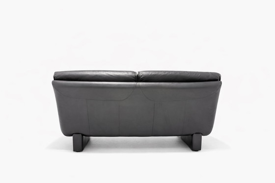 Image 1 of Divano vintage a 2 posti Young International – in pelle nera – anni '80/'90