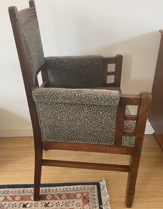 Image 1 of Amsterdam School - Two oak armchairs