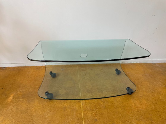 Image 1 of Fiam Italia design glazen tv-meubel side table gebogen glas