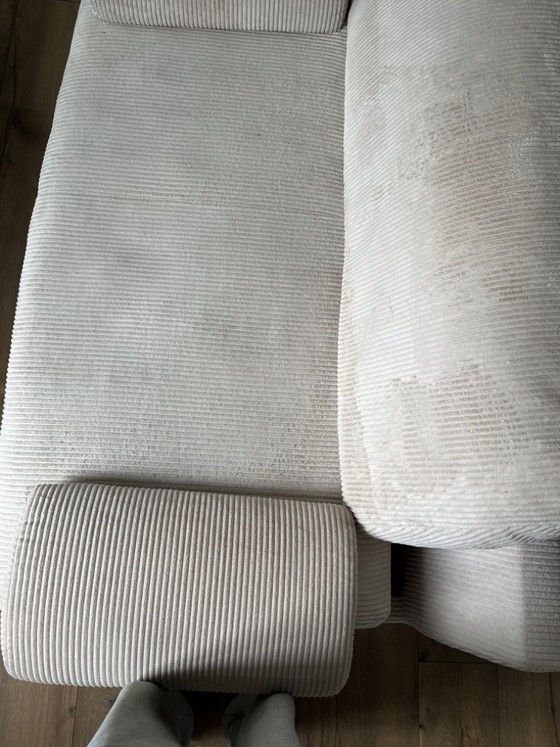 Image 1 of Straight 3-seater sofa in beige corduroy