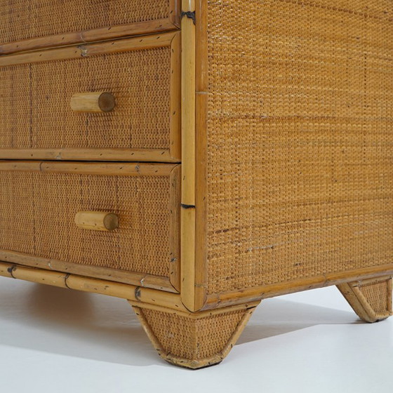 Image 1 of Bamboo and woven wicker chest of drawers, 1970s