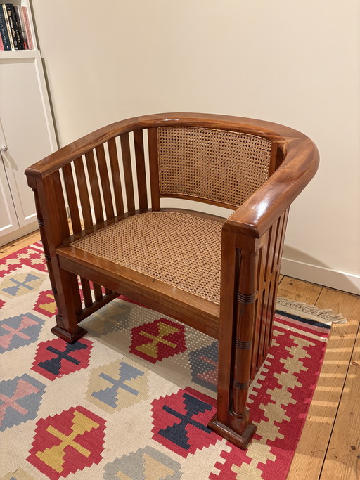 Rotan stoel mahoni hout