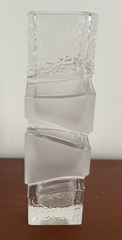 Peill & Putzler - Jarrón vintage de cristal satinado estilo brutalista