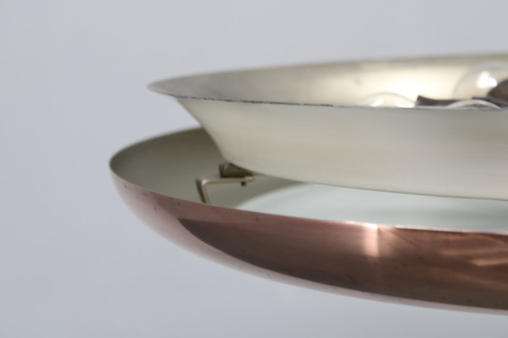 Image 1 of 1930s Bauhaus "UFO" Chandelier in Copper Finish by Josef Hurka, Czechoslovakia