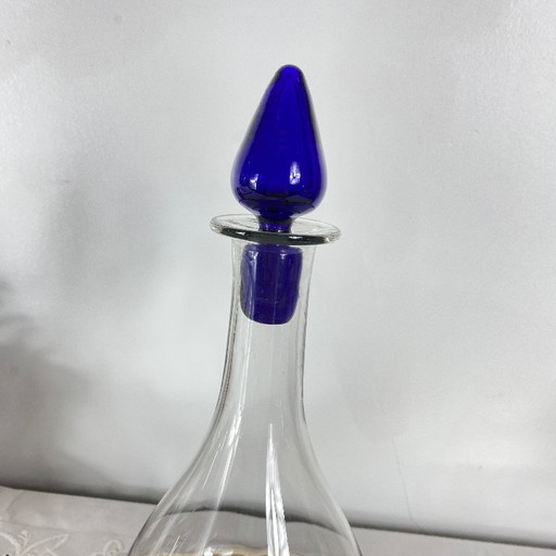 Caraffa in vetro Art Déco con tappo in vetro e base blu, 0,7 l – glazen karaffen, Glass (photo 2 of 6)
