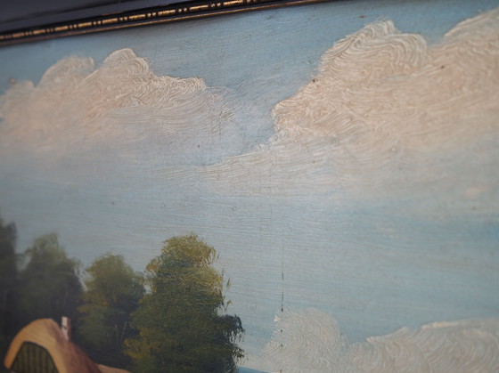 Image 1 of Tableau "La cabane au bord de la mer", design scandinave, années 1970