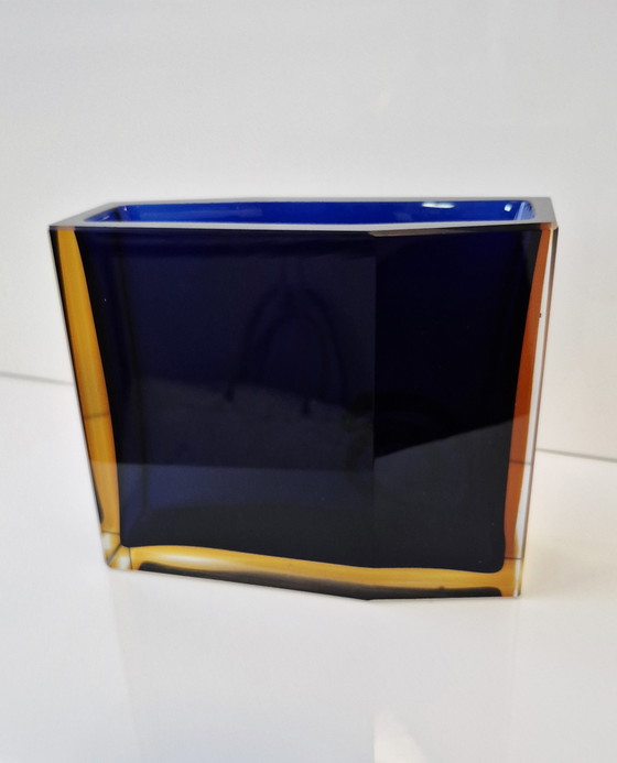 Image 1 of Glazen vaas van Pavel Hlava voor Exbor Egermann Sommerso-Art, circa 1960