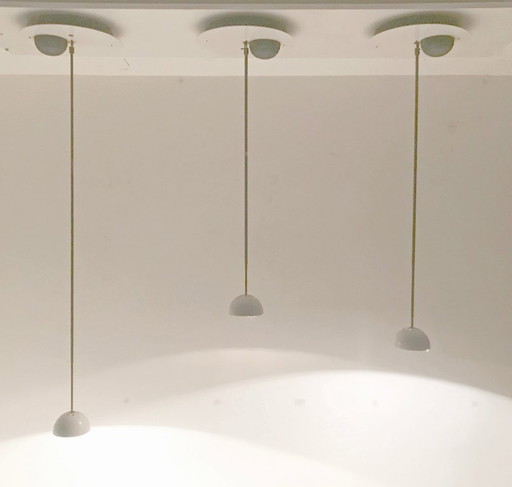 Set of Three “Alesia” White Pendant Lights – Carlo Forcolini for Artemide, 1980s