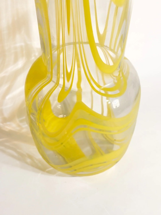 1980s Yellow and Clear Murano Glass Vase (photo 5 of 9)