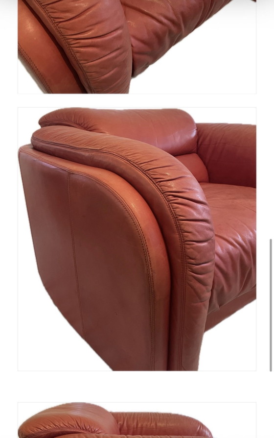 Vintage leren loungefauteuil – rood | Chunky design – Leer (photo 3 of 5)