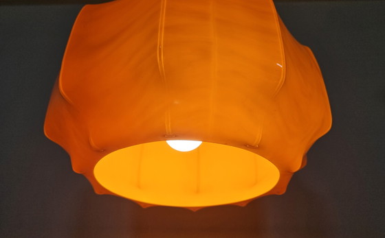 Image 1 of Lampada a sospensione arancione dell'era spaziale di Ilka Plast