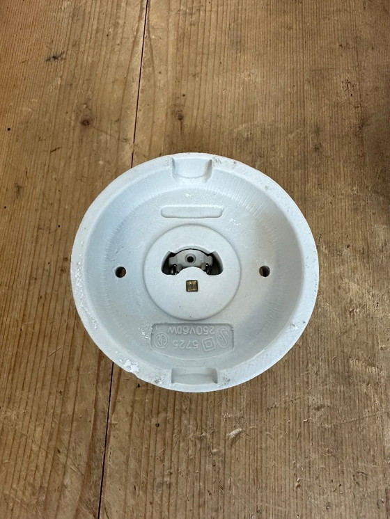 Image 1 of Vintage White Porcelain Ceiling Light with Milk Glass, 1960s