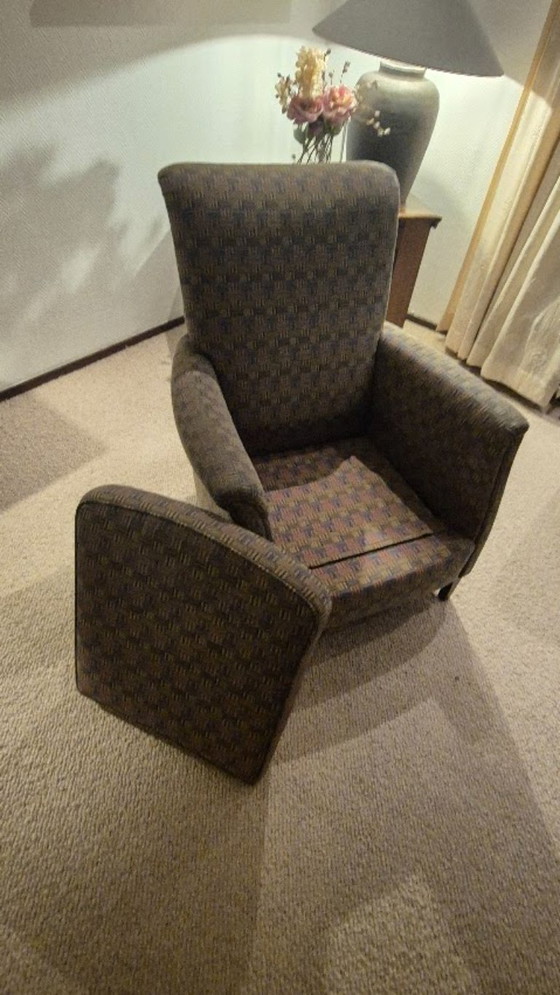 Vintage Designer Wingback Armchair with Oak Legs – Koekoek, Textile (photo 19 of 21)