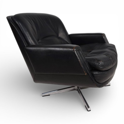Fauteuil lounge en cuir Eugen Schmidt, 1960