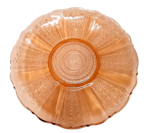 Assiette à gâteau ornée en verre ambré vintage