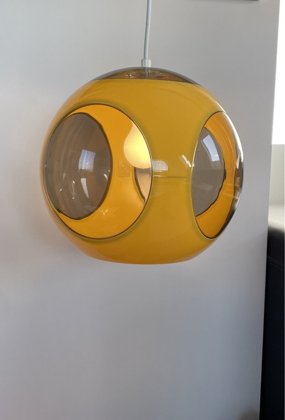 Space Age Lamp Massive Bug Eye, Ball Model Yellow, Vintage, Retro, Pendant lamps, Plastic (photo 9 of 10)