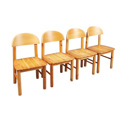 Rainer Daumiller chairs with extendable dining table pine wood 1970s Denmark
