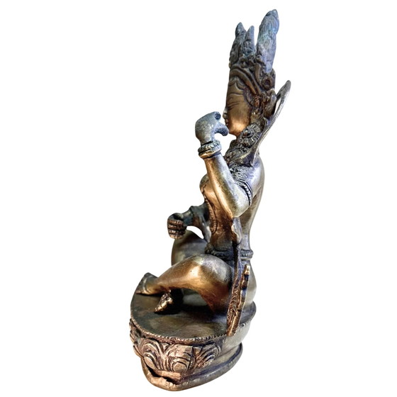Saraswati tibetana antigua – Principios del siglo XX (aprox. 1920) – Bronce macizo dorado – 20,7 cm / 1,8 kg (photo 7 of 10)