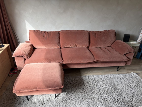 Image 1 of HKliving Retro-4-Sitzer-Sofa + Hocker in Royal Magnolia Samt