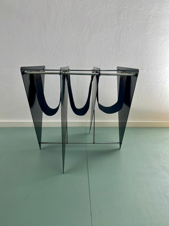 Image 1 of Magazine rack, newspaper rack, Memphis design, Italy, 80s, postmodern, vintage, metal