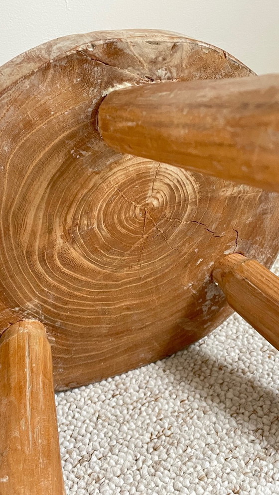 Image 1 of TABOURET Tripode BOIS Massif Vintage