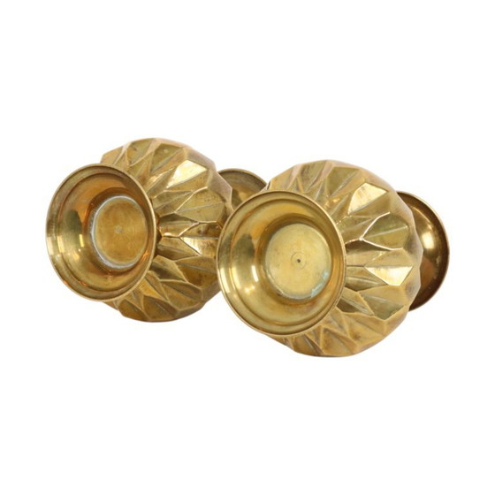 Paire de vases en laiton, motif géométrique, 15 cm – Brass (photo 10 of 13)
