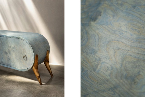 Image 1 of Credenza in legno stile Mid-Century Modern italiano, colore turchese, linee aerodinamiche, anni '60.