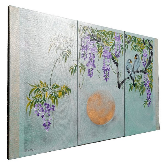 Image 1 of Japanese wisteria J359 - triptych - ready to hang