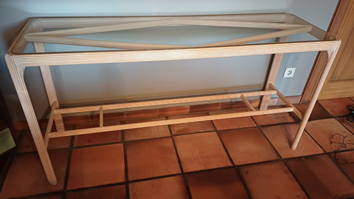 Konsole – Design aus Holz (helle Buche) und Glas