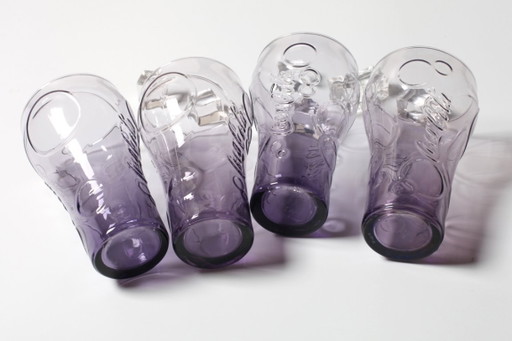 Set of 4 Purple Coca-Cola Glasses / Luminarc for McDonald's / France – glazen karaffen (photo 2 of 7)