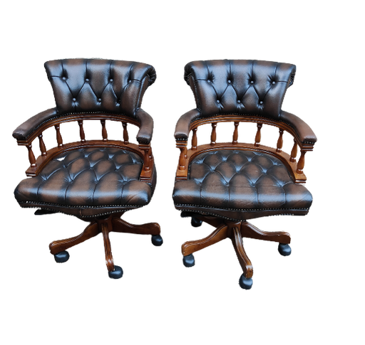 2 Captains chesterfield swivel bruin puntgaaf