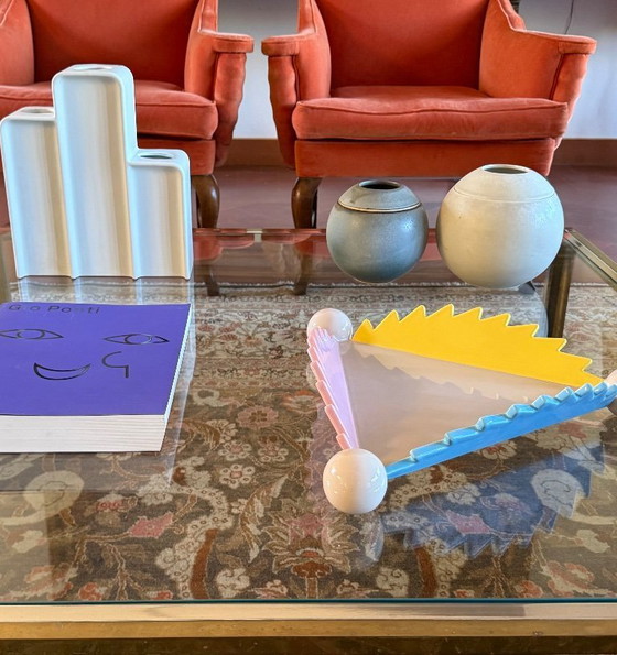 Image 1 of Postmodern ceramic centerpiece / vide poche mod. "Parana" 1st edition, Masanori Umeda, Memphis Milan Italy 1983