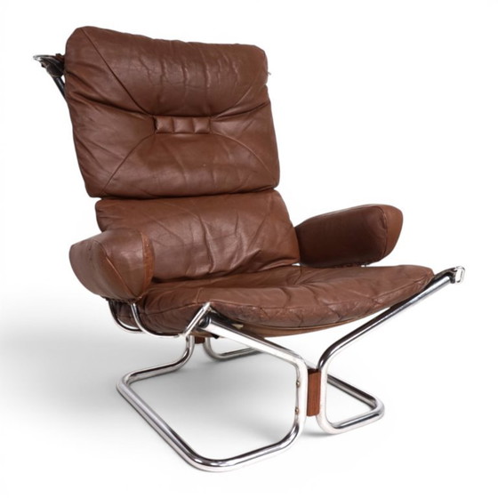 Image 1 of Westnofa Wing Leather Armchair by Harald Relling, 1970